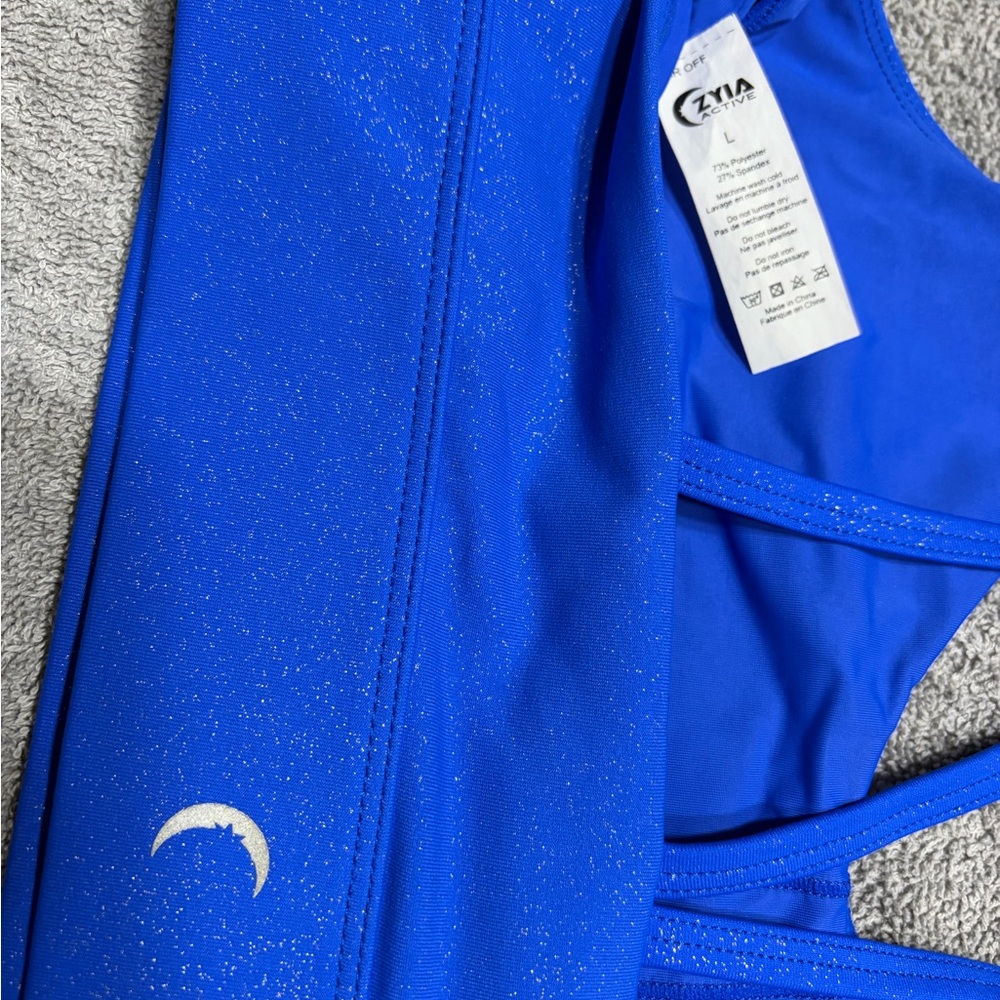 ZYIA Royal Blue Glitter Sports Bra size M-L (sizes L but runs small) - Picture 3 of 5